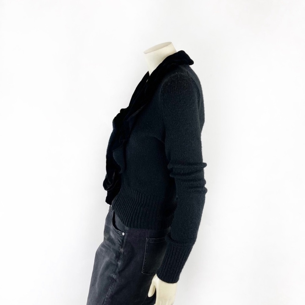 Magaschoni knitted wool black ruffled sweater size XS - Picture 4 of 7